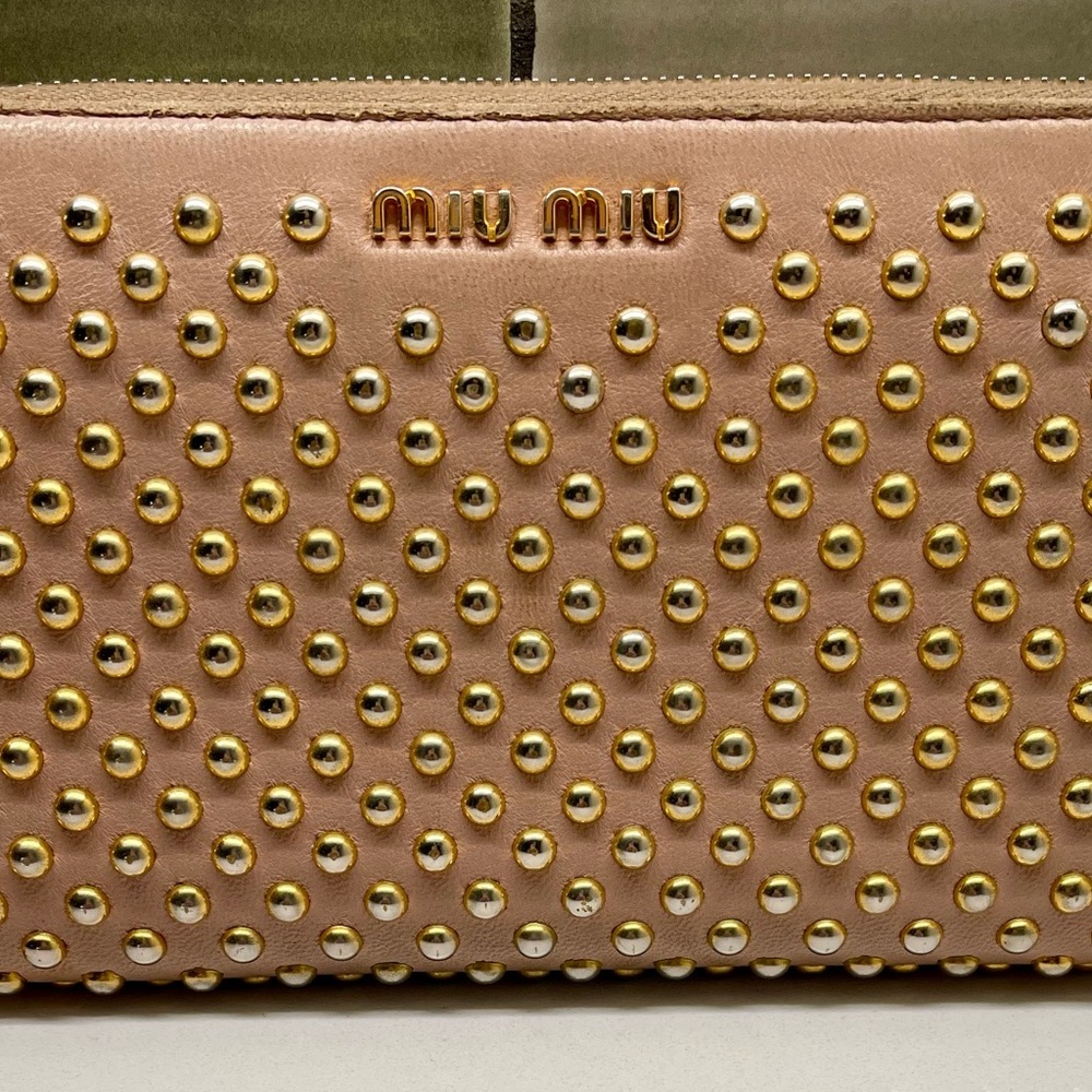 Miu Miu Studded Clutch - Pink and Gold